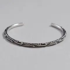 シルバー バングル ヴィンテージ 蔓模様 燻し アメカジ銀 メキシカンジュエリー