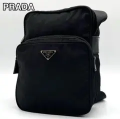 極美品✨プラダ ショルダーバッグ ナイロン レザー アマゾン型 白タグ ブラック