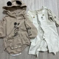 ミッキーマウスフード付きロンパース　くまさんロンパース　70㎝