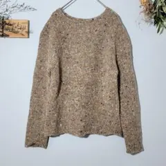 マルチカラーニット【M】トップス プルオーバー アンゴラ混 淡色 ベージュ