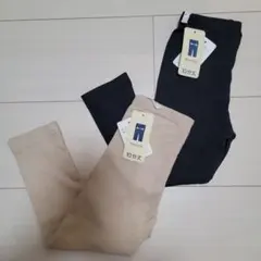 100サイズ リブ 10分丈 レギンス パンツ 2枚セット ブラック ベージュ