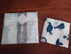 【未使用】白雪ふきん 紫陽花柄 水色・泉州タオルハンカチ動物柄　日本製のサムネイル