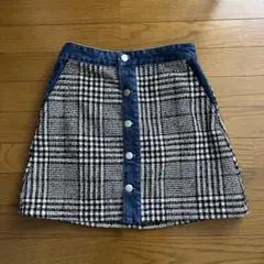 H&M スカート　デニムトリミング　ツイード　M