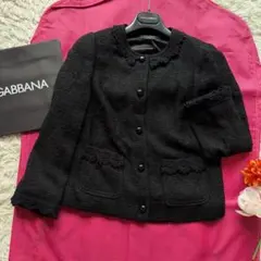 DOLCE&GABBANA ノーカラージャケット ブラック 38 ショート丈のサムネイル