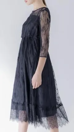 アーバンリサーチ　LA MAISON　総レースロングワンピース　ネイビー