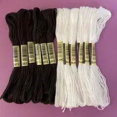 刺繍糸☆ダークブラウン(3371)＆生成り(blanc) 12本セット