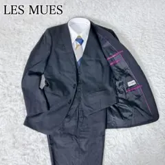 LES MUES レミュー 3ピーススーツ 黒 A5 シャドー　ストライプ　3P