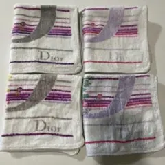 【4枚組】Dior 花柄タオルハンカチ 4枚セット