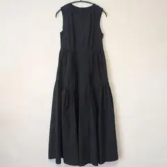 UNITED ARROWS タフタ ティアード ワンピース ノースリーブ ロング