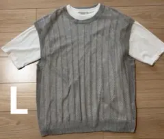 NIDO グレーベスト＆半袖白Tシャツ セット Lサイズ　しまむら