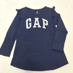 ベビーギャップ フリル付き長袖カットソー 105㎝ ネイビー ロゴラメ