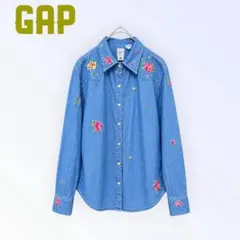 GAP デニムシャツ 花柄刺繍 ウエスタン
