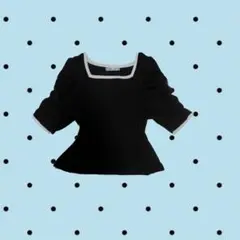 韓国系 スクエアネック ブラックのサムネイル