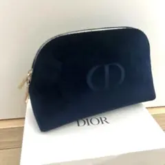 DIOR ディオール ノベルティ ポーチ ベロア ベルベット ネイビー ゴールド