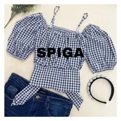 SPIGA スピーガ バックリボンギンガムチェック2wayブラウス クロのサムネイル