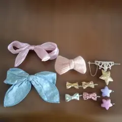 ヘアアクセサリー 8点セット リボン・クリップ