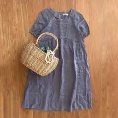 訳あり Samansa Mos2 ワンピース チュニックリネン100% パープル