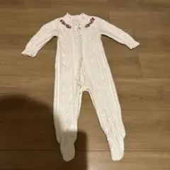 babygap ケーブルニットロンパース 80サイズ 花刺繍 綿100%