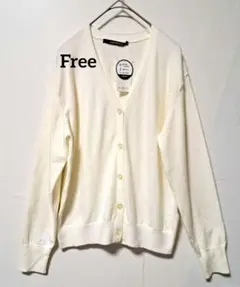 アイボリー Vネック カーディガン　ニット　トップス　M