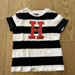 黒白ストライプ 赤Hロゴ 半袖Tシャツ　92