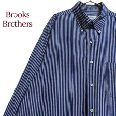 【大人気】ブルックスブラザーズストライプ長袖シャツ　ボタンダウン　メンズL相当