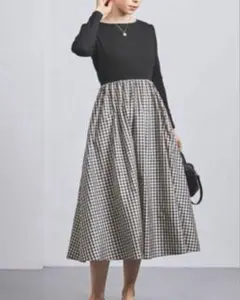 United Arrows 定価2.5万　ドッキングワンピース　ギンガムチェック
