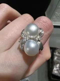 真珠とダイヤモンドリング