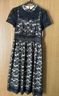 新品タグ付き Ba・Dre レースワンピース 黒 ベージュ フォーマル 結婚式