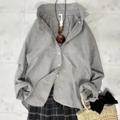 定番 MHL. マーガレットハウエル コットン100％シャツ グレー サイズ2