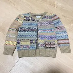 極美品 ラルフローレン カシミヤ混 フェアアイル柄 カーディガン 18M