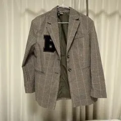 H&M チェック柄テーラードジャケット B刺繍 XS
