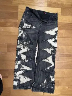 JentLouis Bicolor Semi-Flare Denim White - メルカリ