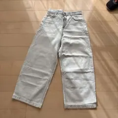ZARA ライトブルー ワイドレッグデニムパンツ