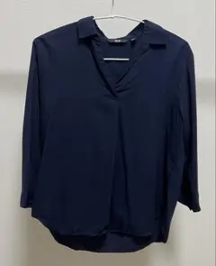 UNIQLO スキッパーシャツ ネイビー 七分袖