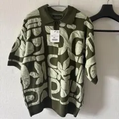 ZARA ポロシャツ カーキ ジャカード柄 S-Mのサムネイル