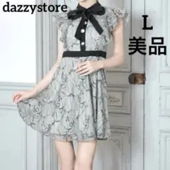 美品dazzystore リボン レース フリル フレア ミニワンピースLサイズ