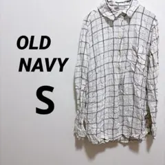 シャツ 【S】レディース メンズ チェック柄 長袖 白 OLD NAVY