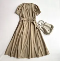 洗える♡ナチュラルビューティー＊タックカラーウエストマークワンピース M