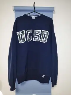 USA製 90s ラッセルアスレチック スウェットネイビー XL V字 チェック