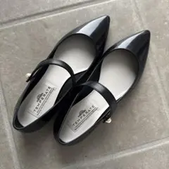 美品　テンパレイト　パールストラップ　ポイントテッド　パンプス　レイン　38