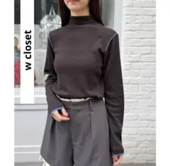w closet 配色タートルニット　ニット　セール　新品　配色　おしゃれ　個性
