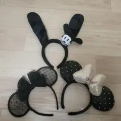 ミニーカチューシャとミニーキルティングスパンコールとオズワルドデザインカチューシ
