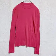 ディグレース　ピンク リブ編み タートルネック 長袖　綿100％