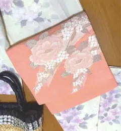 【セミアンティーク】珊瑚色の夏帯