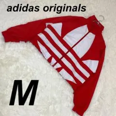 adidas アディダスオリジナルス ナイロンジャケット ビッグロゴ レッド M