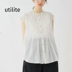 ✨未使用✨utilite　綿　レース　ピンタック　フレンチスリーブブラウス　白