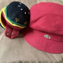 LACOSTE バケットハット レッド
