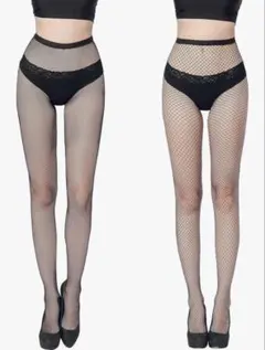 2枚セット　網タイツ コスプレ セクシー ストッキング メッシュ