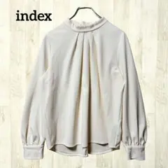 インデックス 長袖ブラウス M 白 アイボリー プリーツ タック ハイネックのサムネイル
