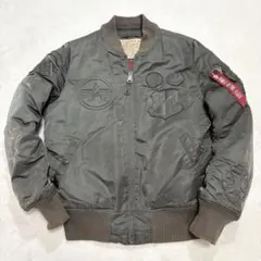 【希少】ALPHA MA-1 フライトジャケット L カーキ 刺繍 ロゴ パッチ